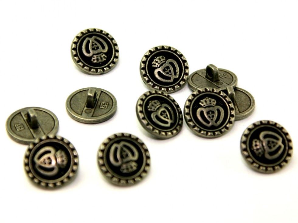 Dill Antique Silver Metal Heart Buttons (Value Pack)