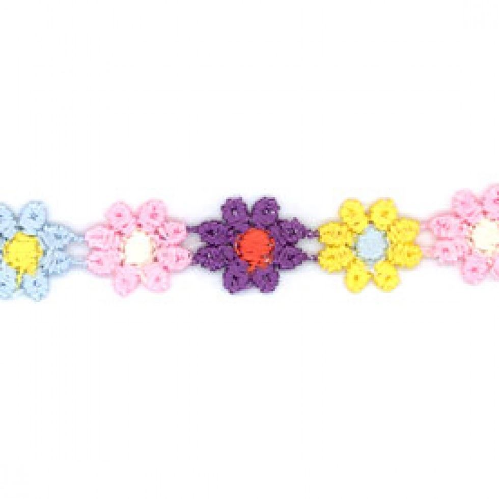 Bright Multi Daisy Guipure Lace Trim