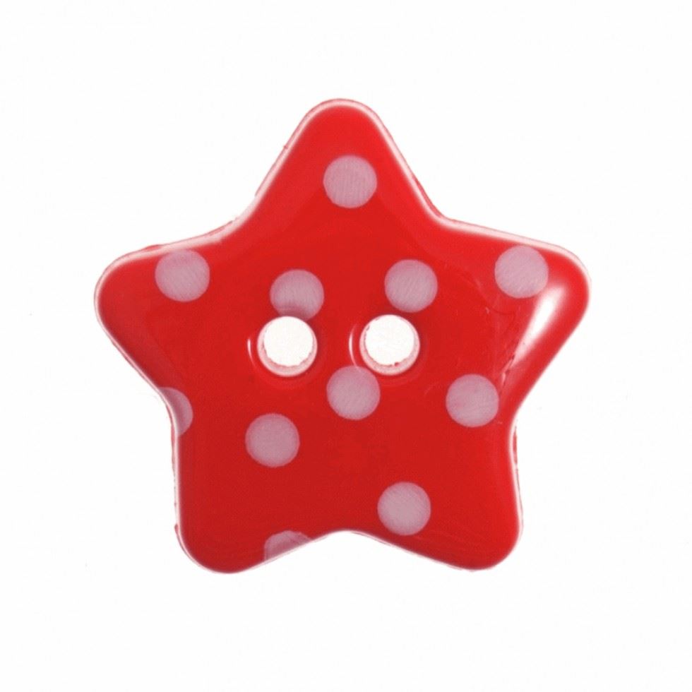 Hemline Red Spotty Star Shape Buttons