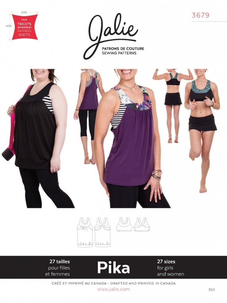 Jalie Sewing Pattern 3679 Pika Sport Bra & Tank