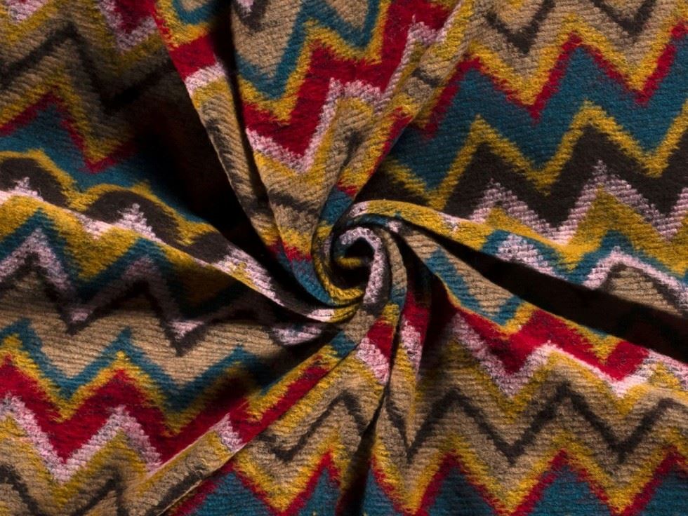 Wool Blend Knit Coating Fabric Teal Multi