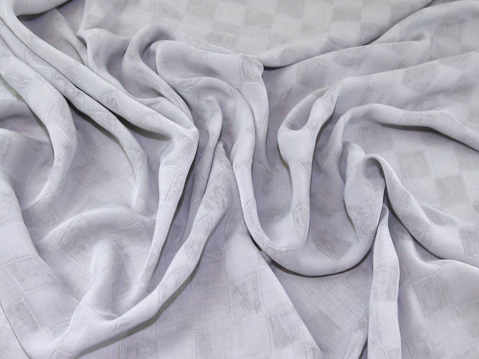 Silver Grey Deadstock Squares Voile Fabric