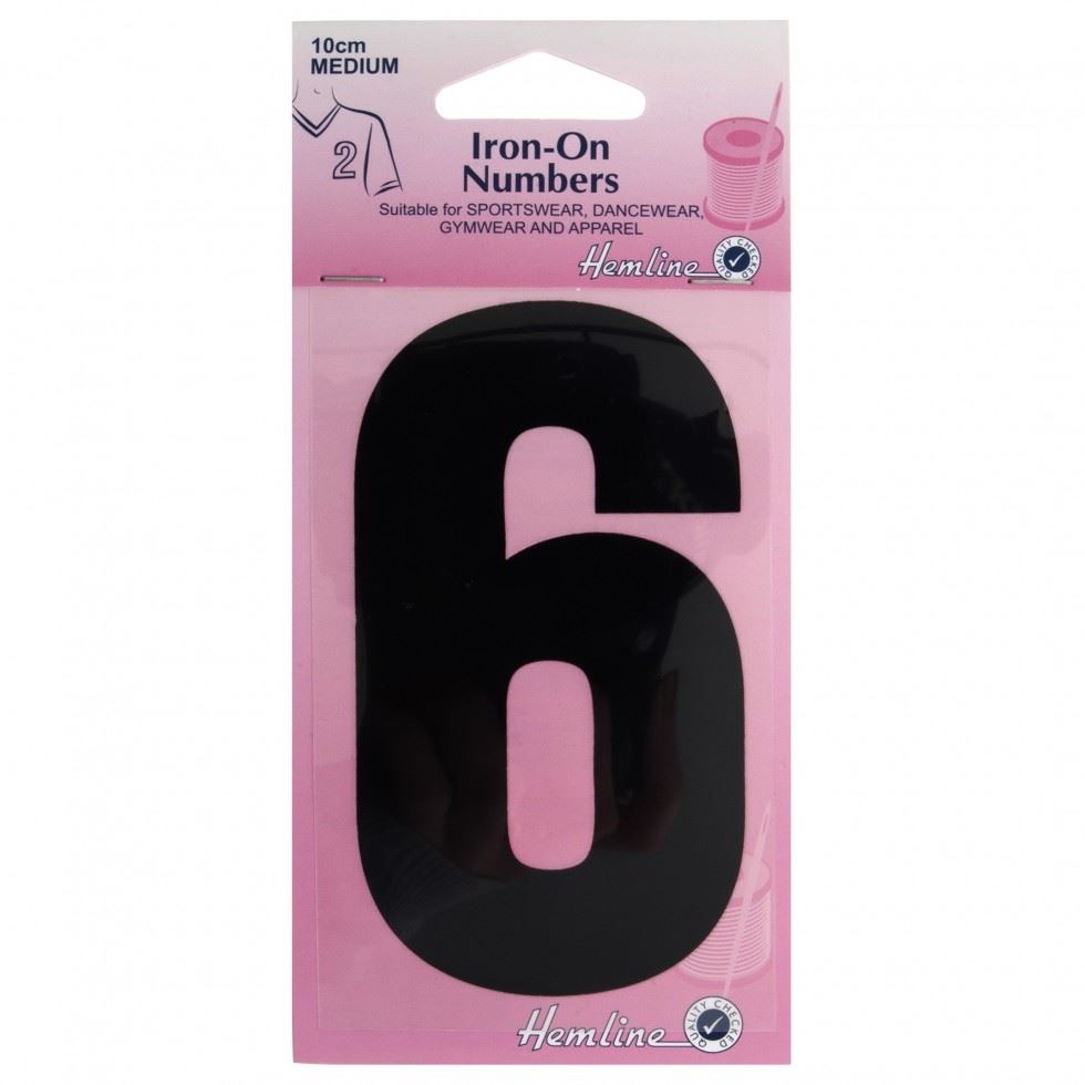 Hemline Black Number 6 Number Patch Motif