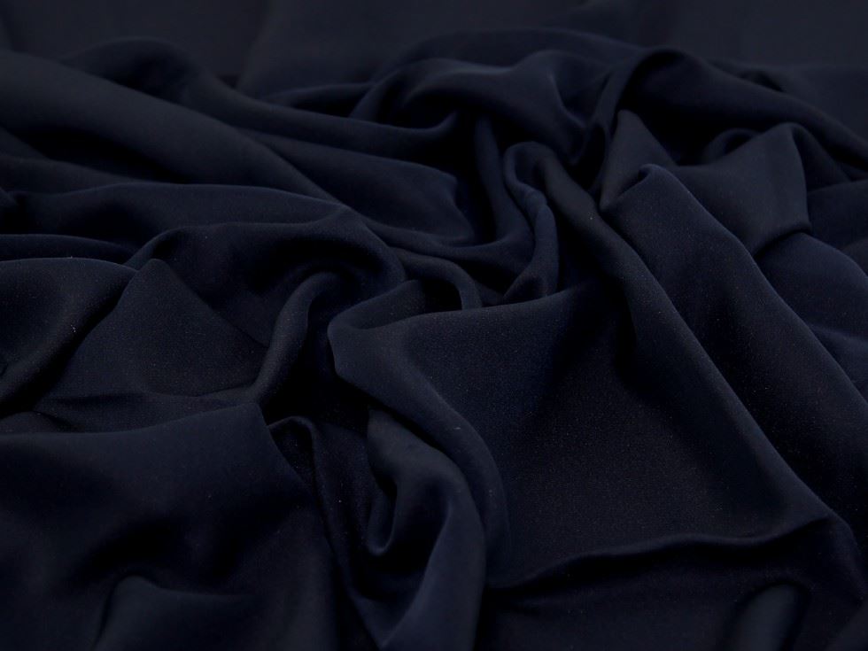 Deadstock Nida Polyester Crepe Fabric Navy Blue
 