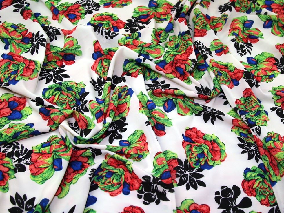 Multicoloured Deadstock Stretch Woven Crepe Fabric