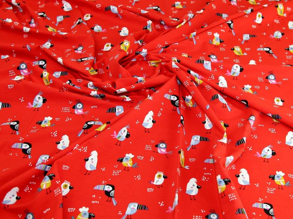 Red Deadstock Cotton Jersey Stretch Knit Fabric