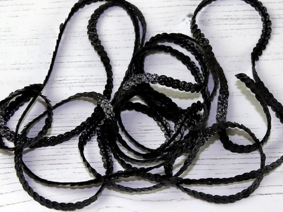 Stephanoise Faux Snakeskin Sequin Trim Gunmetal
