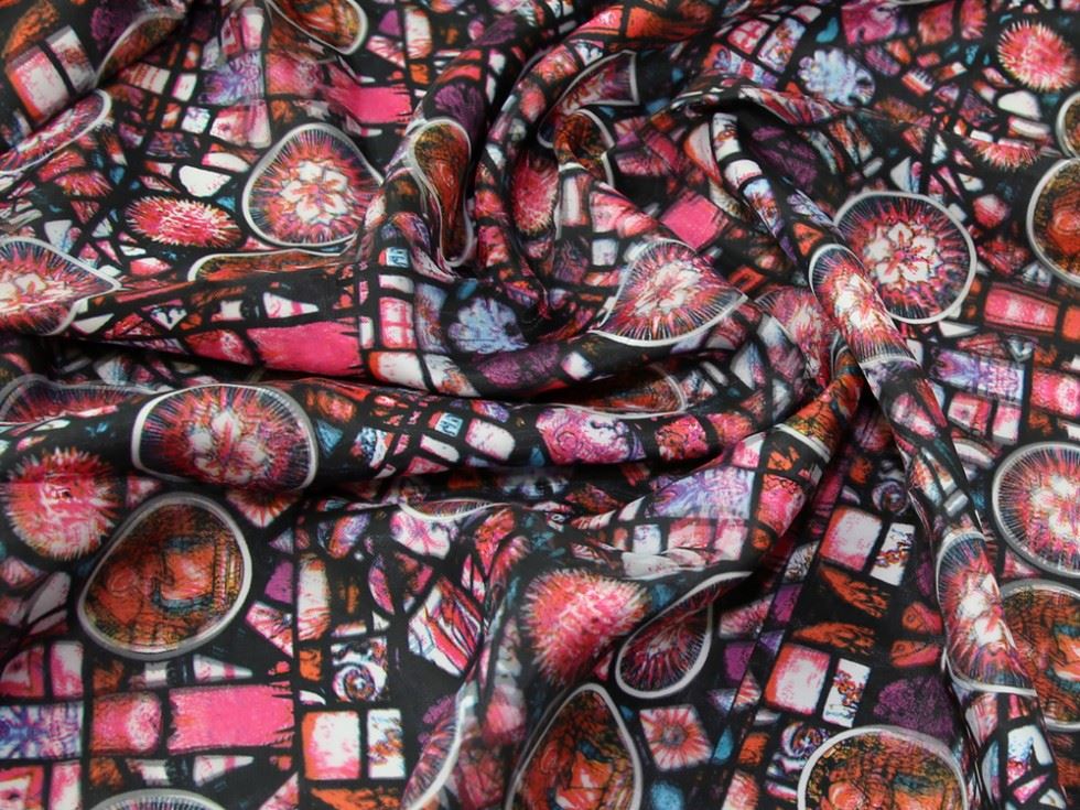 Multicoloured Deadstock Polyester Voile Fabric