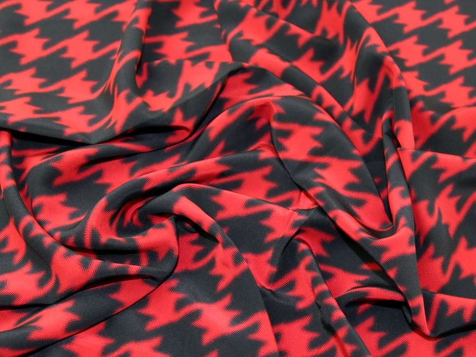 Deadstock Silk Crepe Fabric Black & Red