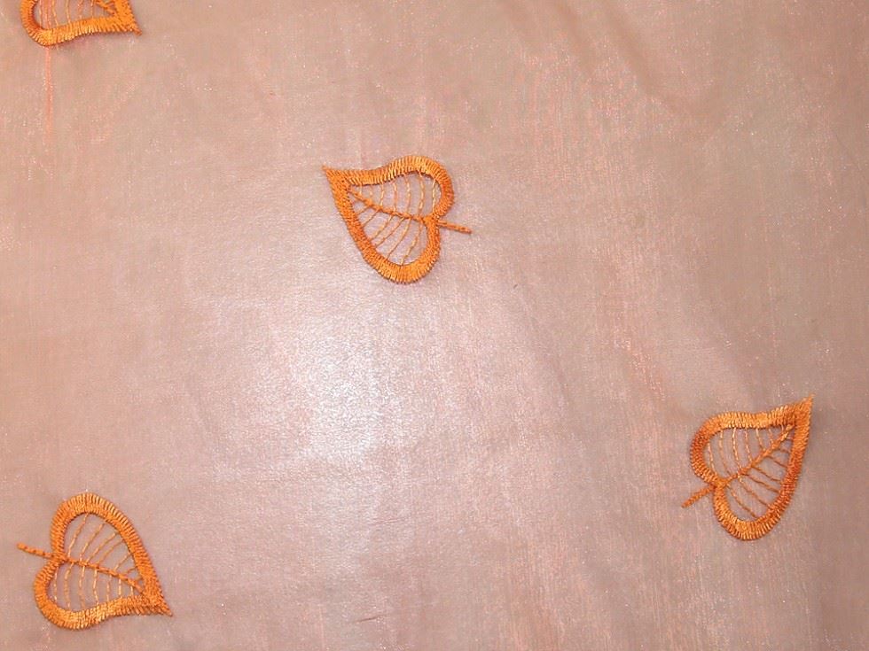 Peach Deadstock Embroidered Organza Fabric