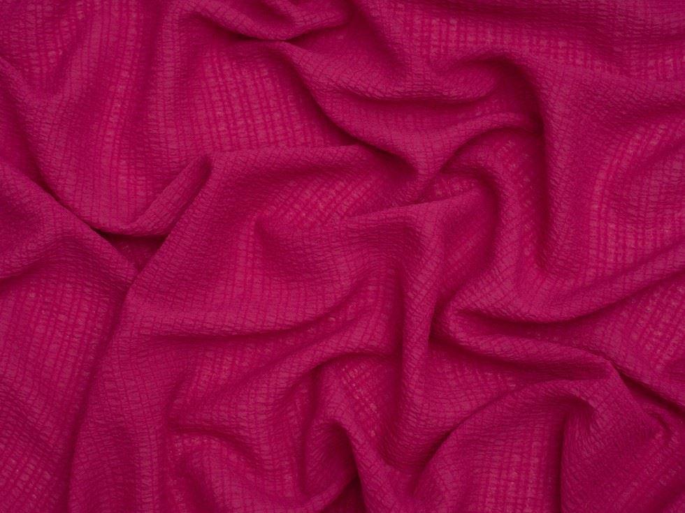 Minerva Core Range Crinkle Texture Seersucker Voile Fabric Cerise Pink
 