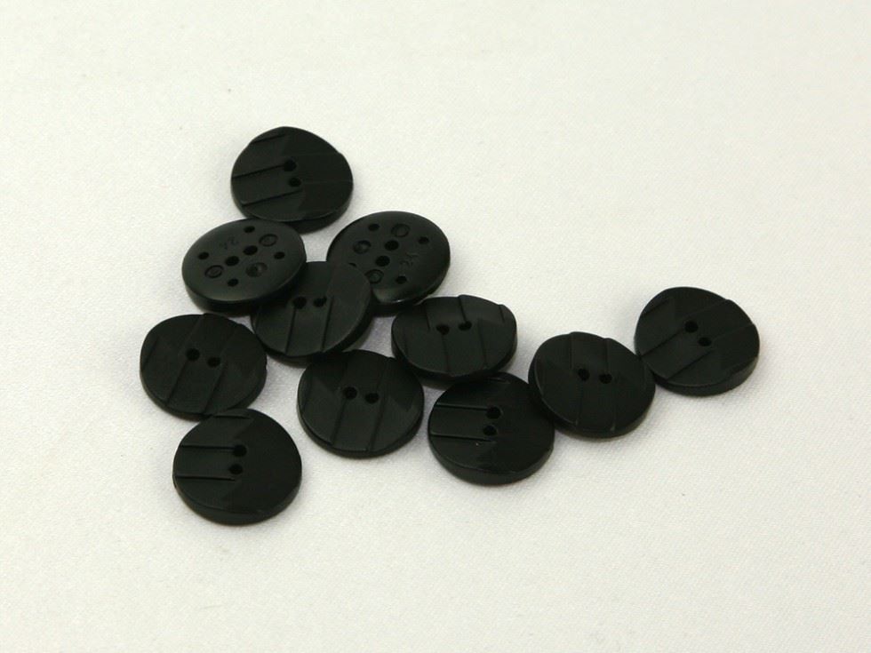 Dill Black Round Textured Buttons (Value Pack)