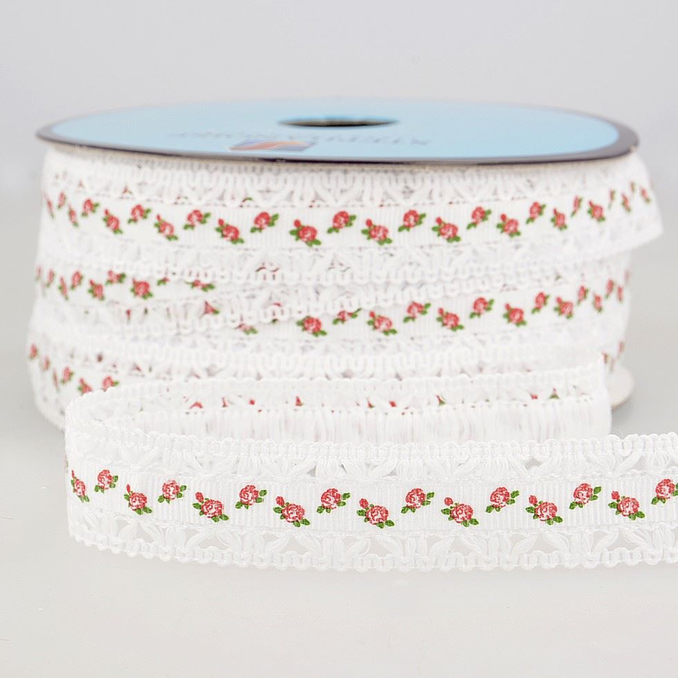 Stephanoise Floral Lace Trim White