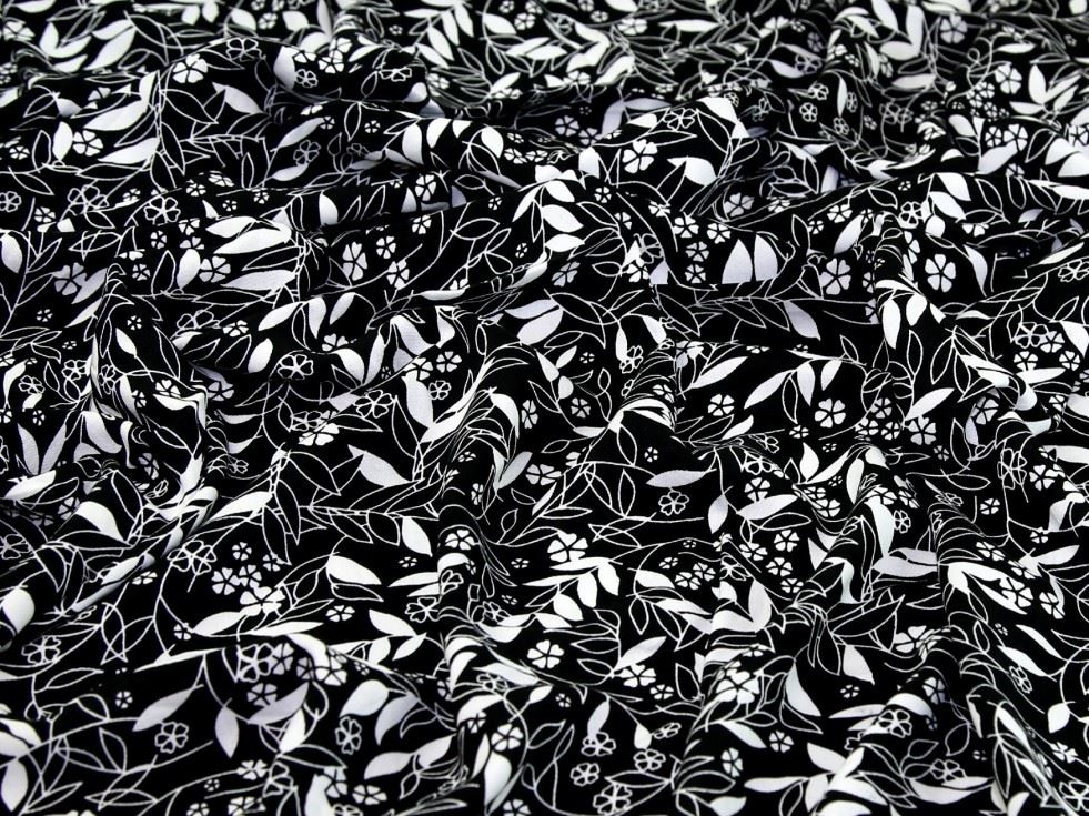 Deadstock Viscose Challis Fabric Black & White
 