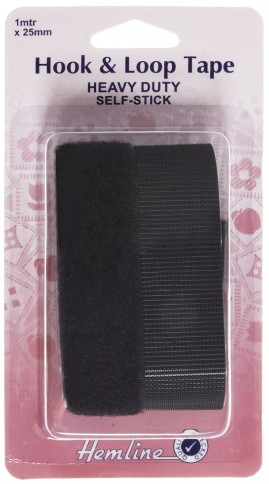 Hemline Black Heavy Duty Stick On Velcro
