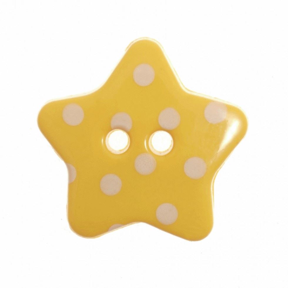 Hemline Yellow Spotty Star Shape Buttons