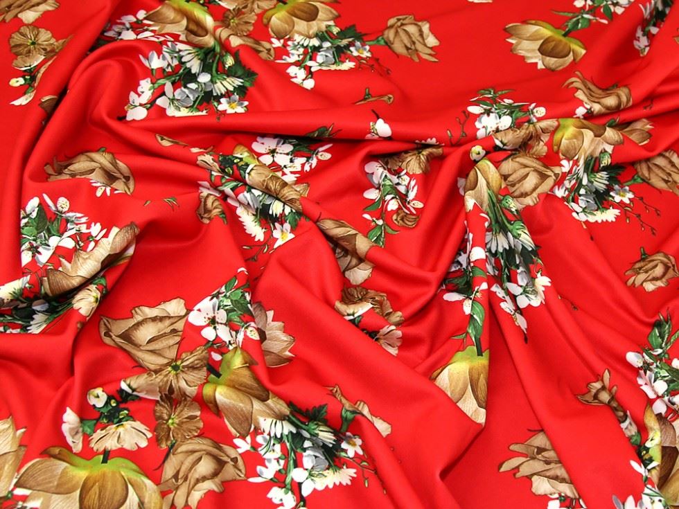 Red Deadstock Scuba Stretch Knit Fabric