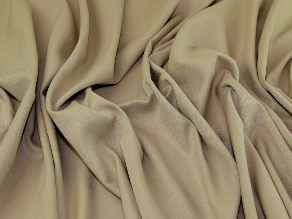 Beige Deadstock Textured Polyester Suiting Fabric