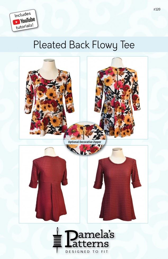 Pamelas Patterns Sewing Pattern Pleated Back Flowy Tee