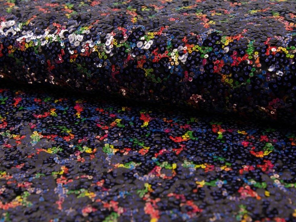 Multicoloured Deadstock Sequin Mesh Fabric