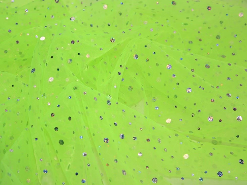 Lime Green Deadstock Sequin Voile Fabric