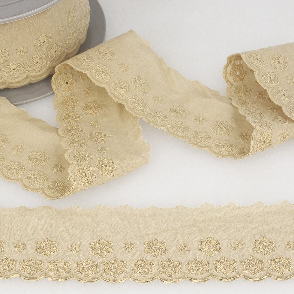 Stephanoise Eyelet Lace Trim Beige