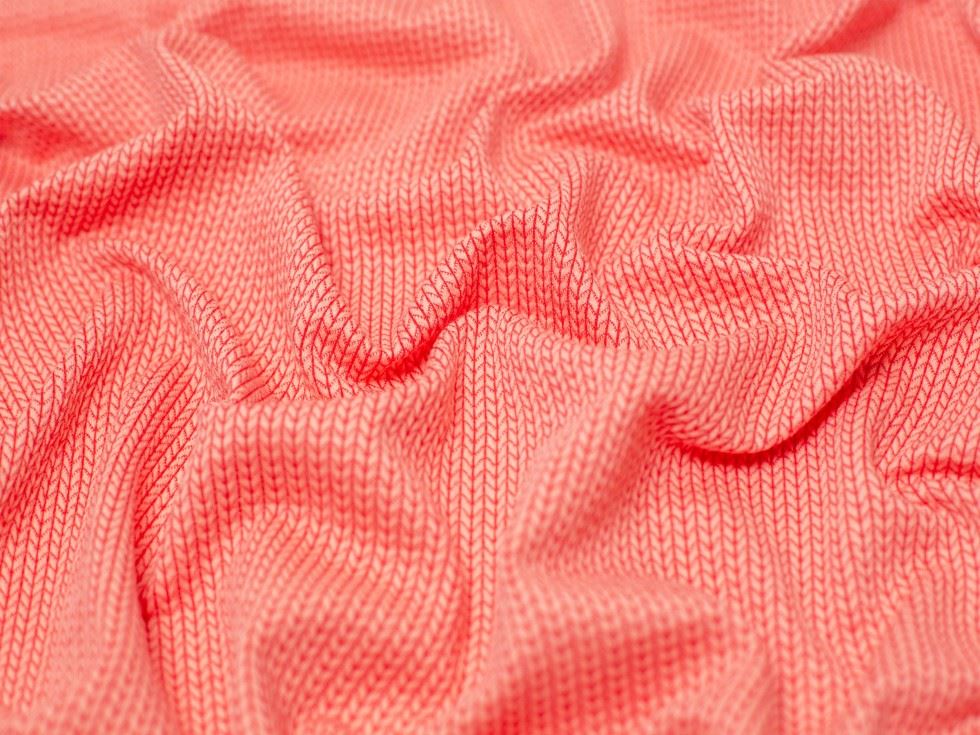 Jacquard Textured Stretch Knit Fabric Coral
 