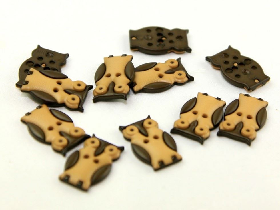 Dill Owl Buttons (Value Pack) Beige/Brown
 
