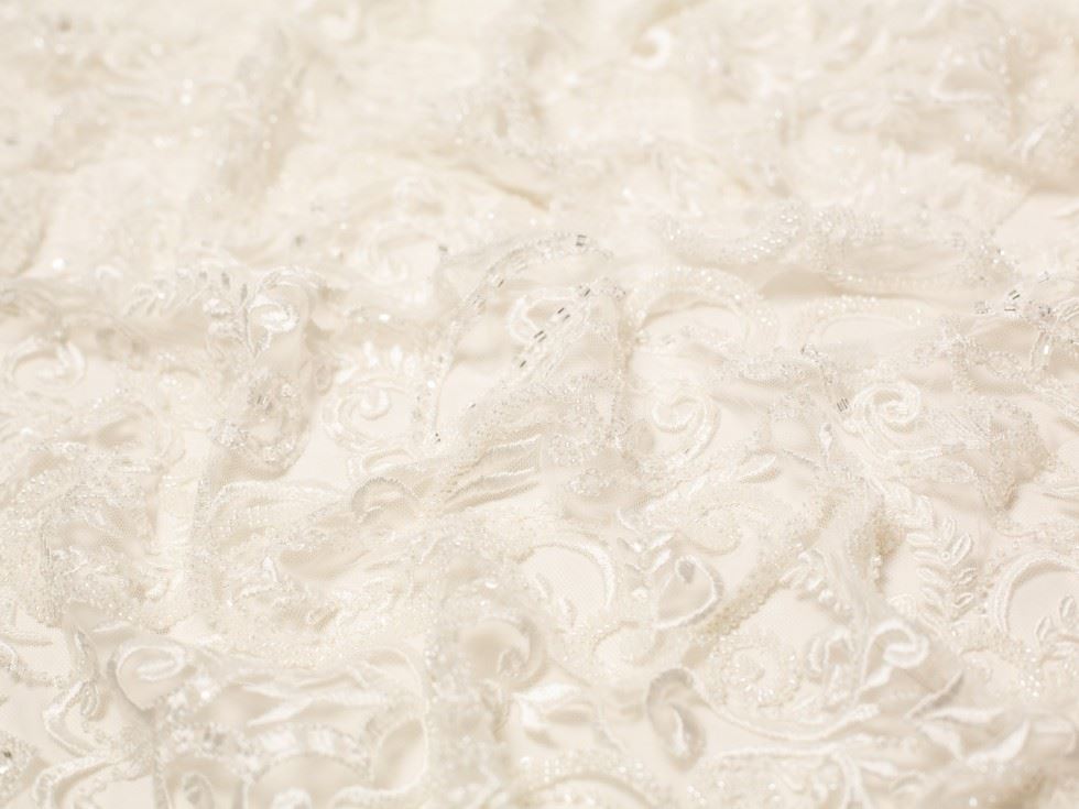 Vivian Beaded Lace Fabric Ivory