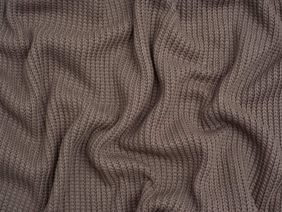 Minerva Core Range Chunky Cotton Sweater Knit Stretch Fabric Taupe
 