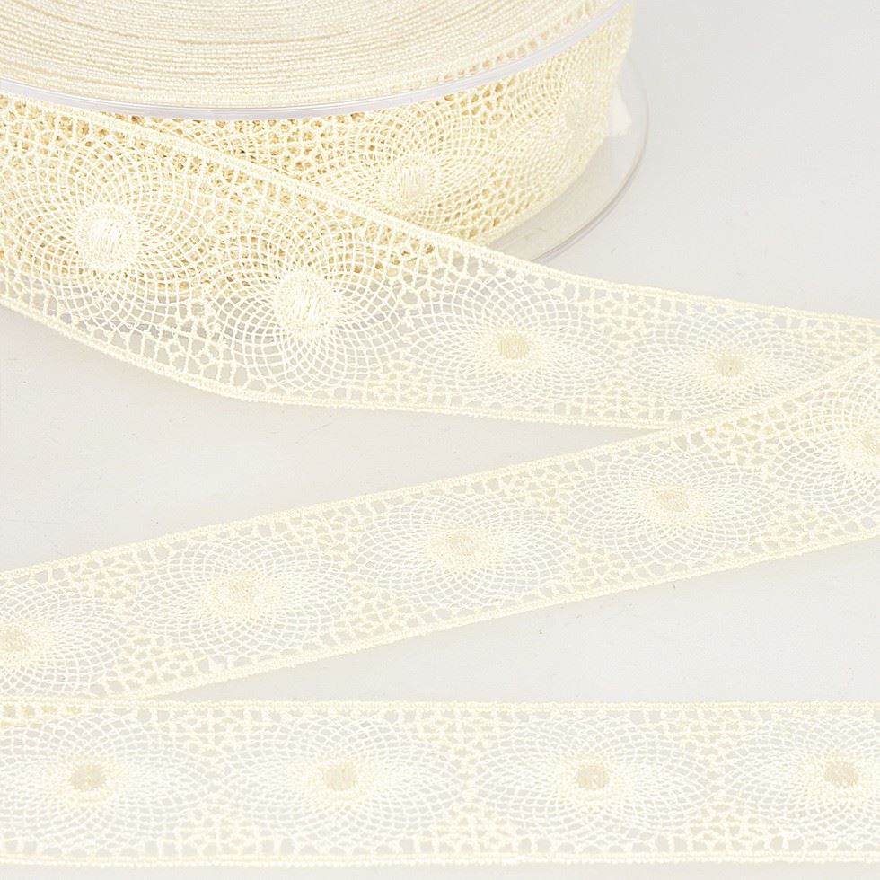Stephanoise Embroidery Tulle Lace Trim Ecru
 