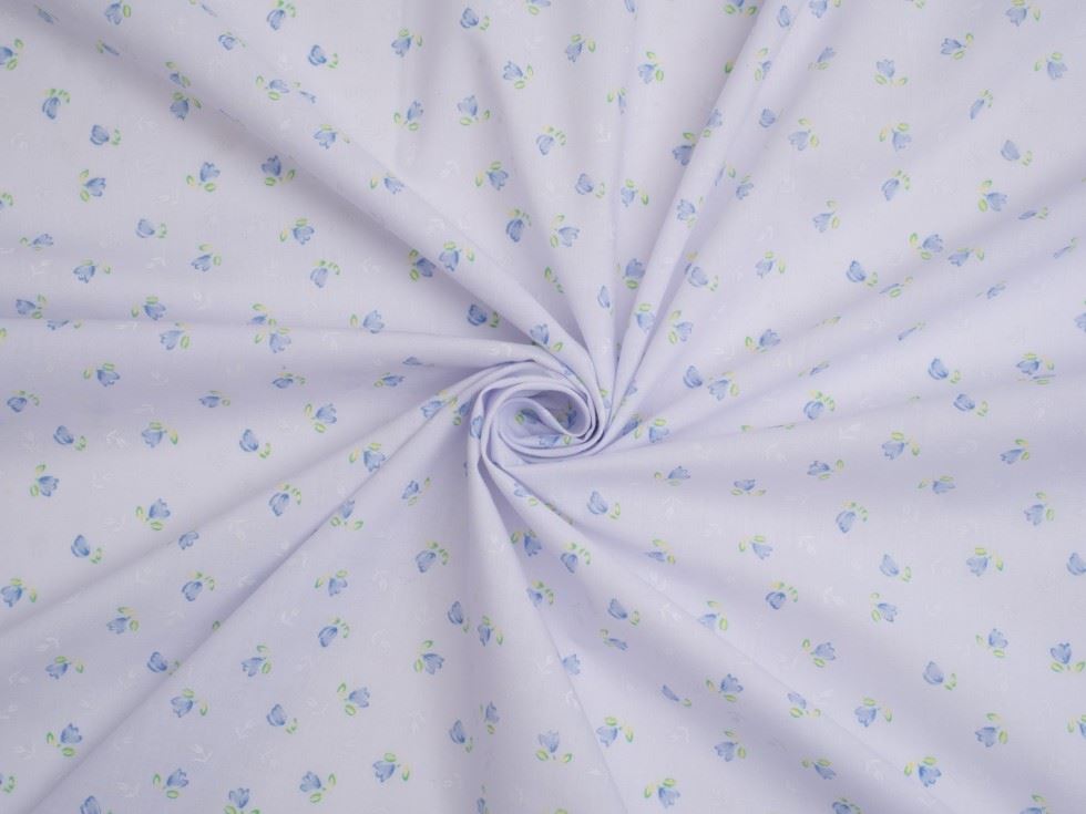 Blue Printed Polycotton Fabric