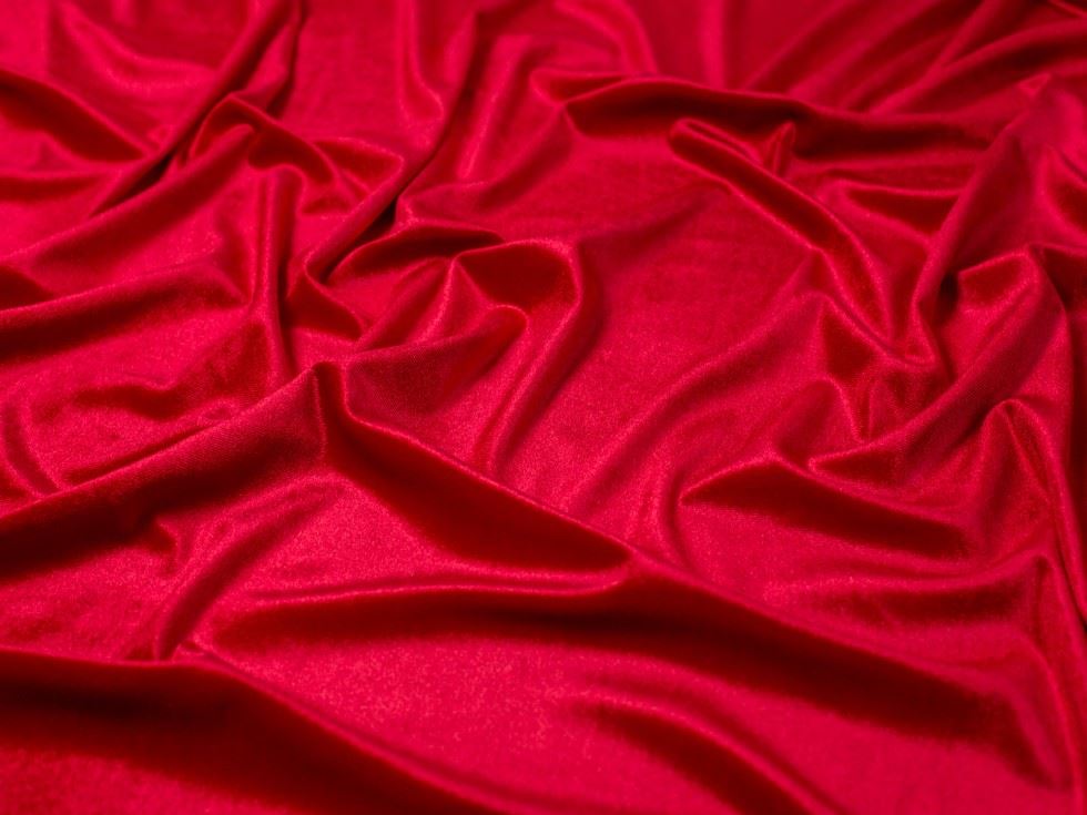 Minerva Core Range Panne Velvet Stretch Knit Fabric Red
 