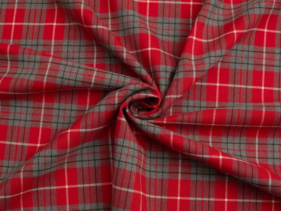 Stretch Woven Polyester Viscose Suiting Fabric Red & Grey