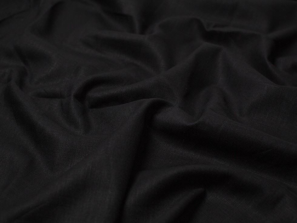 Minerva Core Range Black Mill Washed 100% Linen Fabric