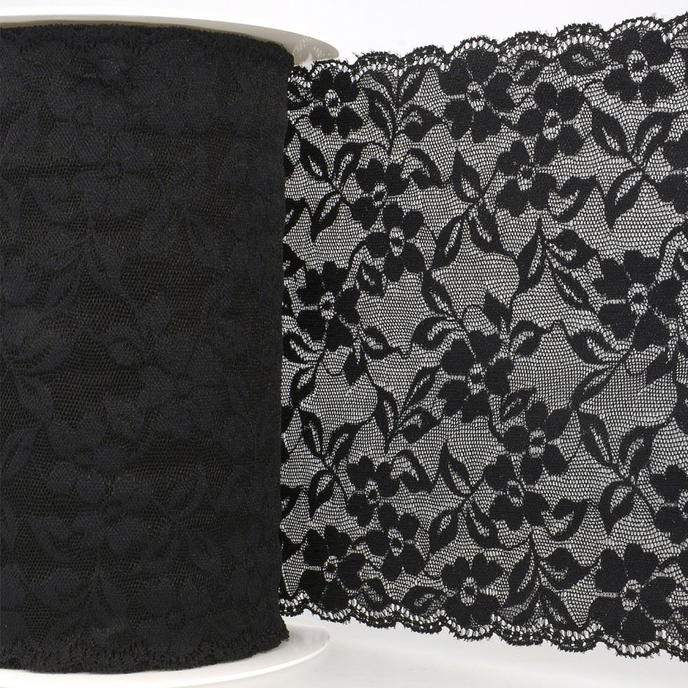 Stephanoise Stretch Lace Trim Black