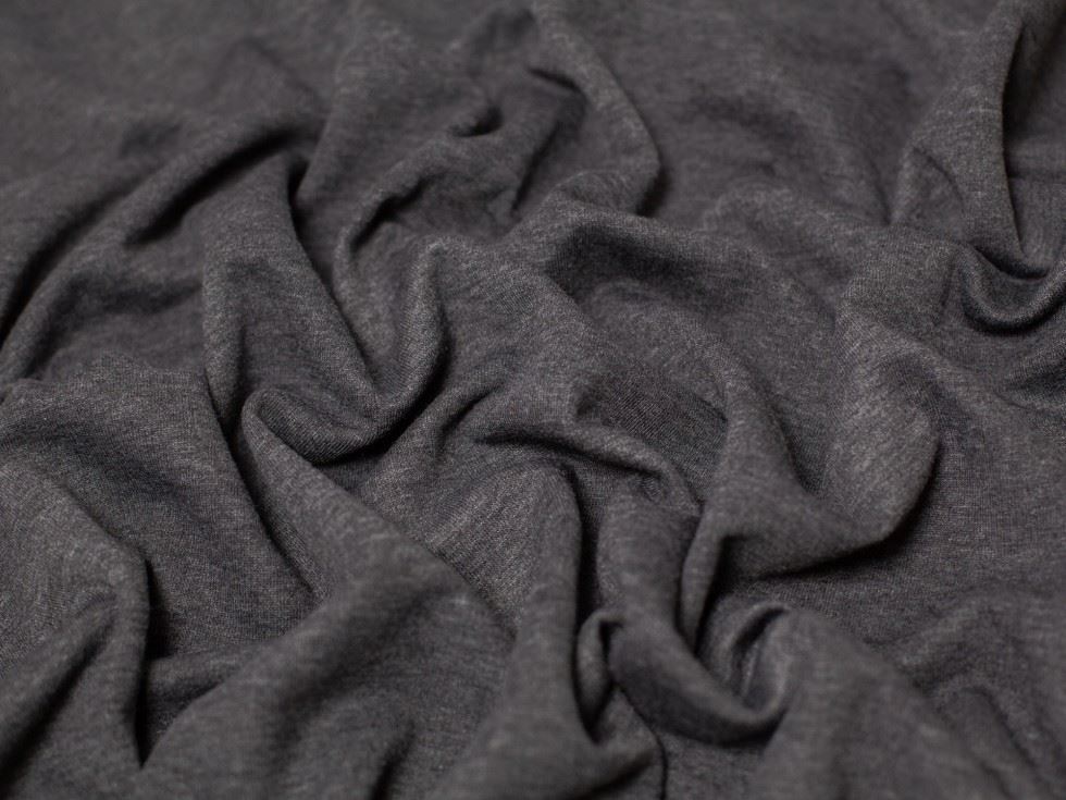 Minerva Core Range Charcoal Melange Polycotton Fleece Back Sweatshirt Stretch Knit Fabric