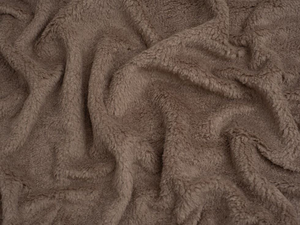 Minerva Core Range Baby Soft Sherpa Fleece Fur Fabric Taupe
 