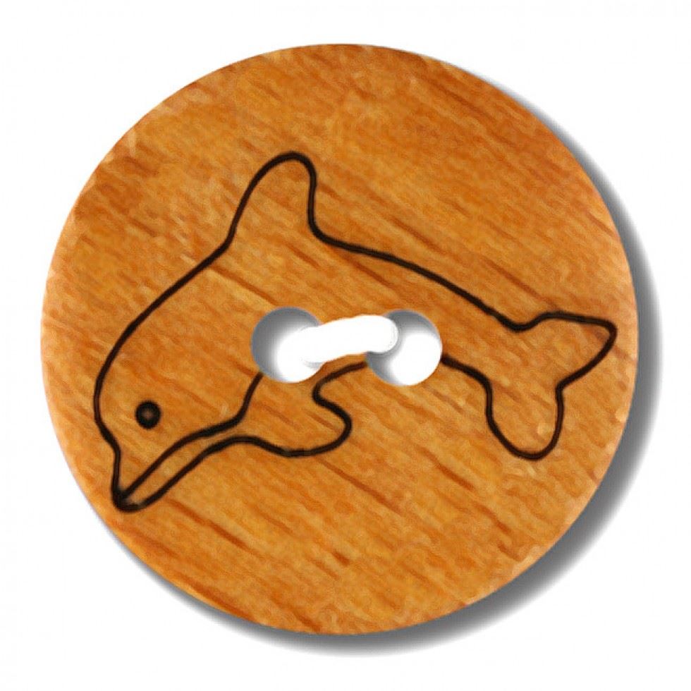 Dill Beige Dolphin Wood Buttons (Value Pack)