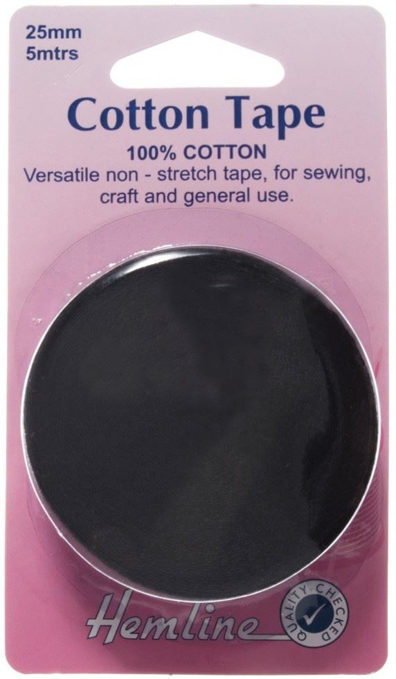Hemline Black Cotton Tape