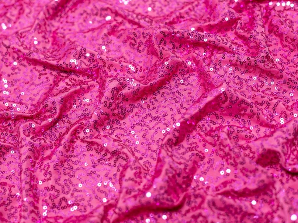Minerva Core Range Sequin ITY Silky Stretch Knit Fabric Fuchsia Pink
 