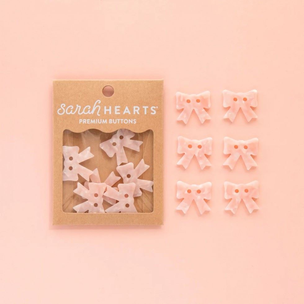 Sarah Hearts Pink Bow Buttons