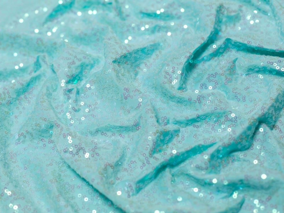 Minerva Core Range Sequin ITY Silky Stretch Knit Fabric Blue Pearl
 