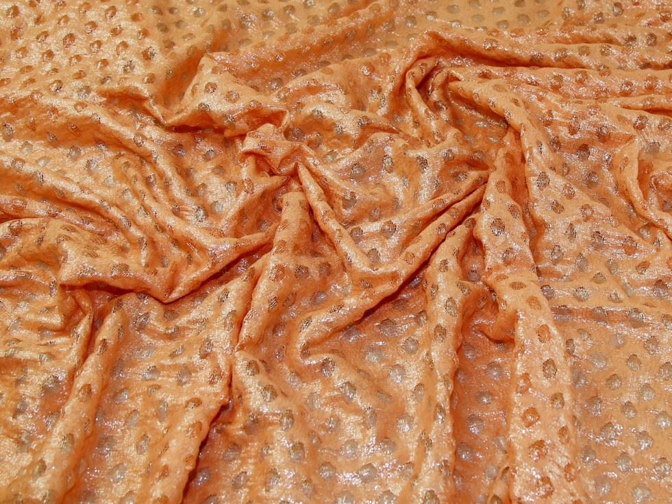 Apricot Deadstock Metallic Stretch Lace Fabric