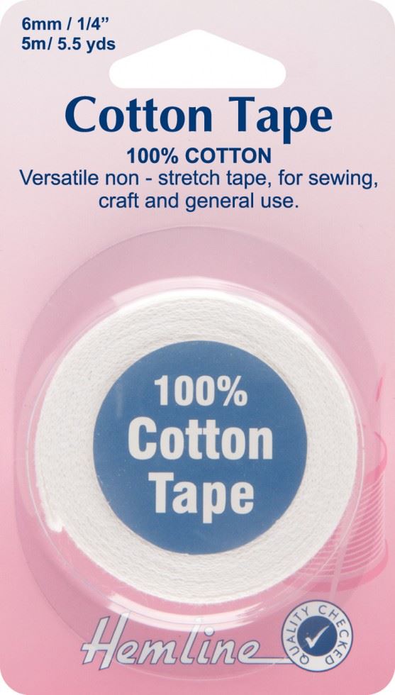 Hemline Cotton Tape White