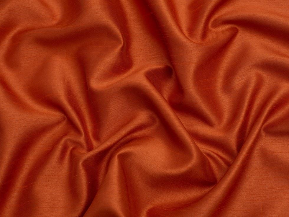 Minerva Core Range Terracotta Shantung Dupion Fabric