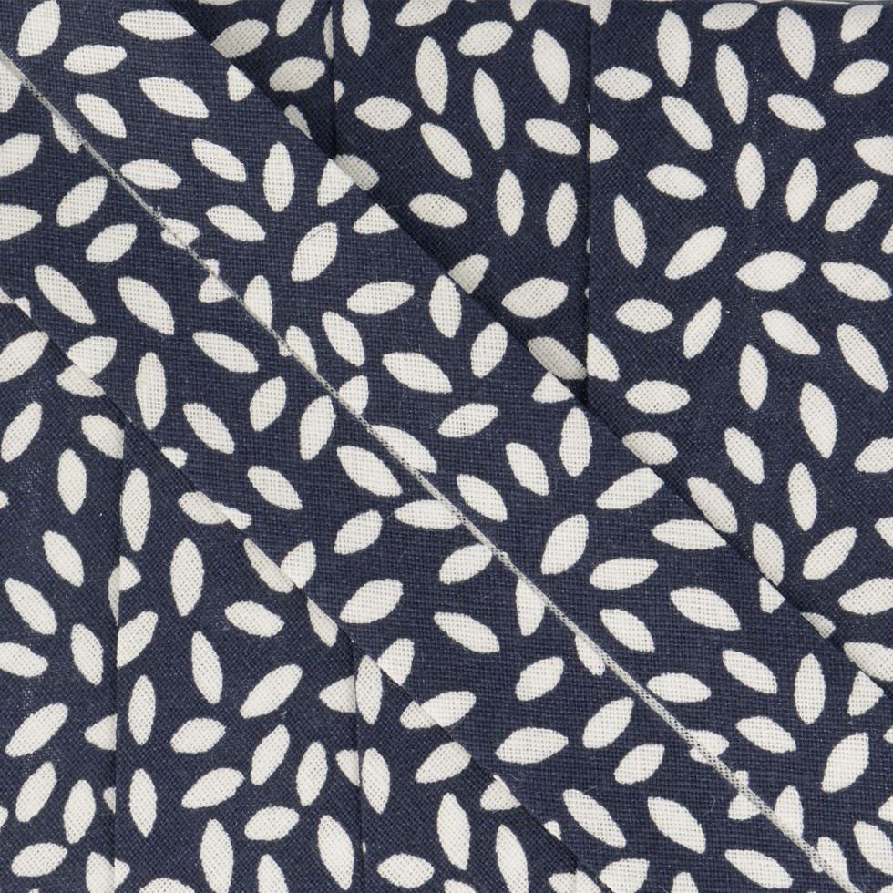 Stephanoise Leaves Bias Binding Tape Navy Blue
 