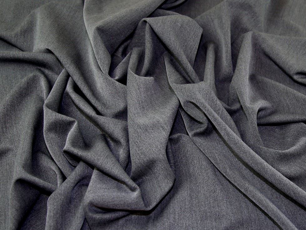 Dark Grey Deadstock Heavy Stretch Woven Poly Viscose Suiting Fabric