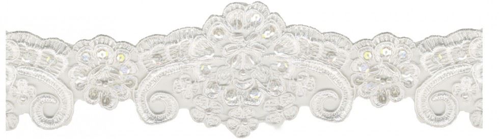 Simplicity White Bridal Lace Pearl Trim