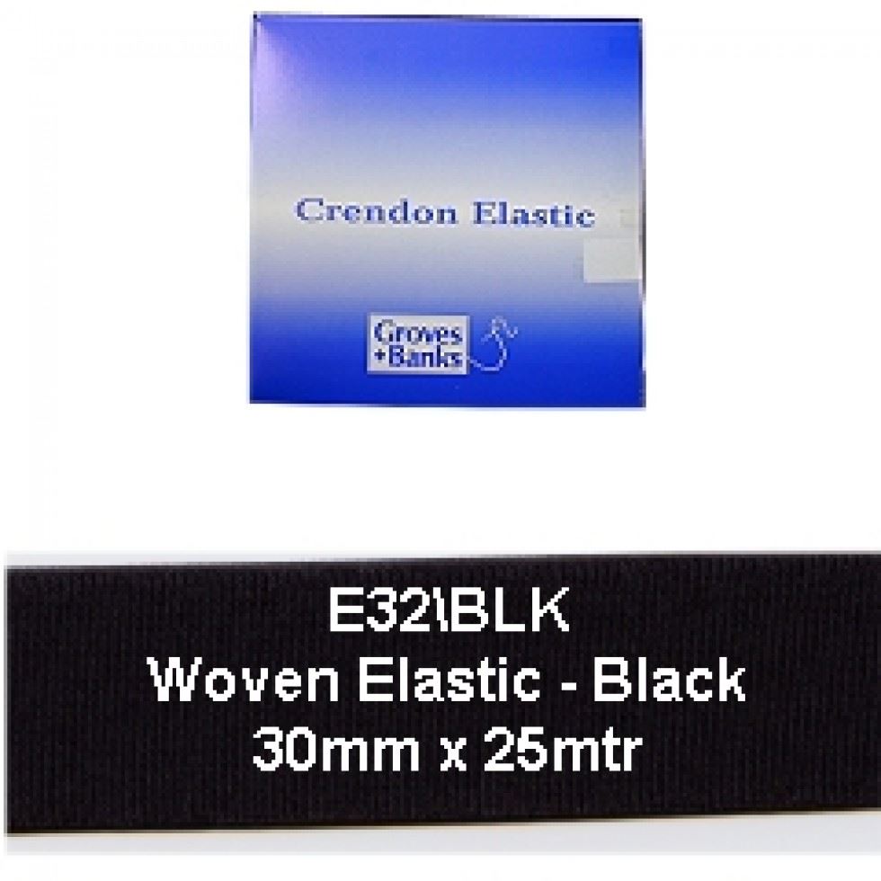 Hemline Black Flat Woven Elastic